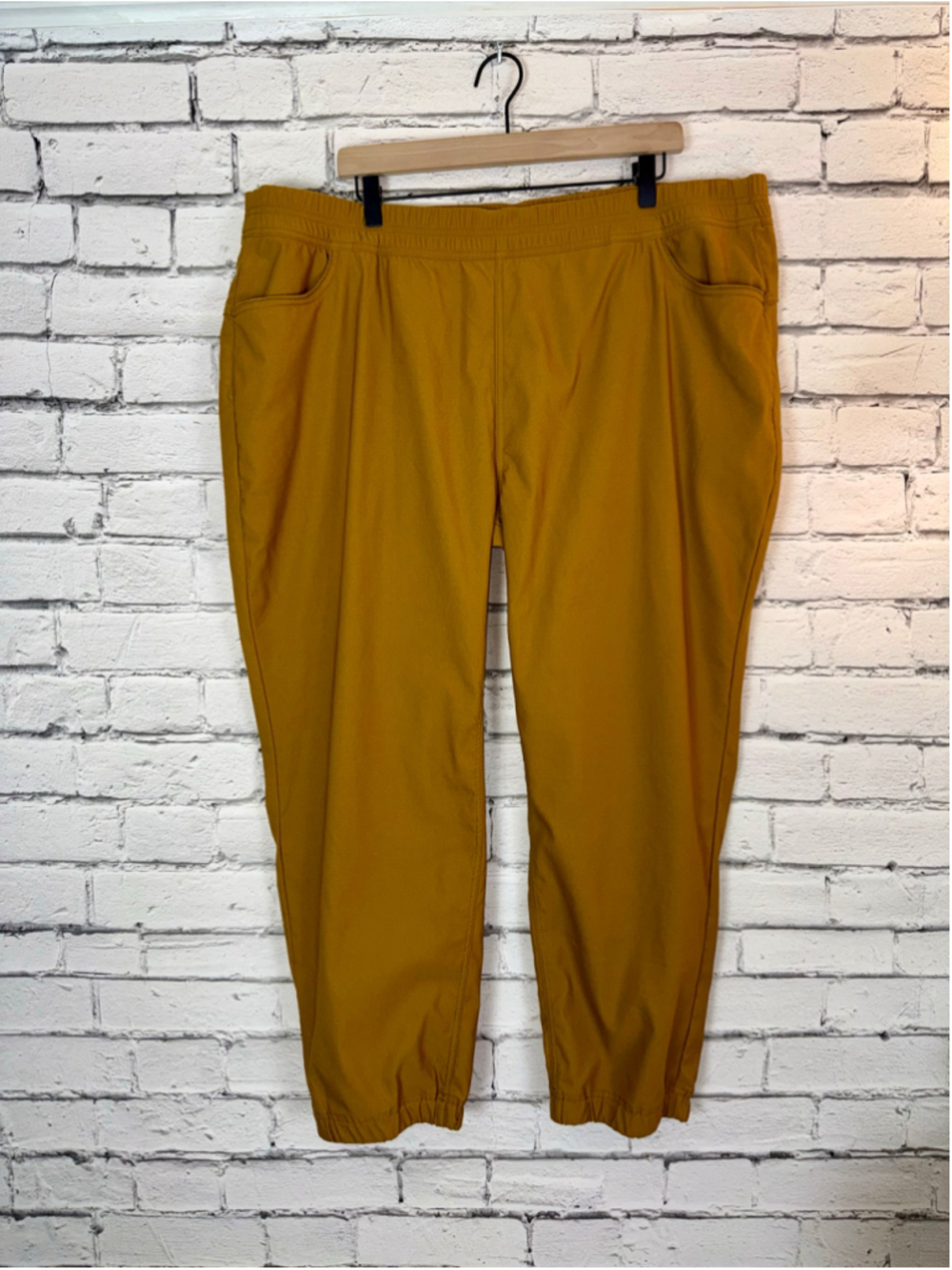 Women's Prana Joggers size 22W Mustard Yellow Athletic Pants E Waist Jogger Plus - Picture 2 of 16